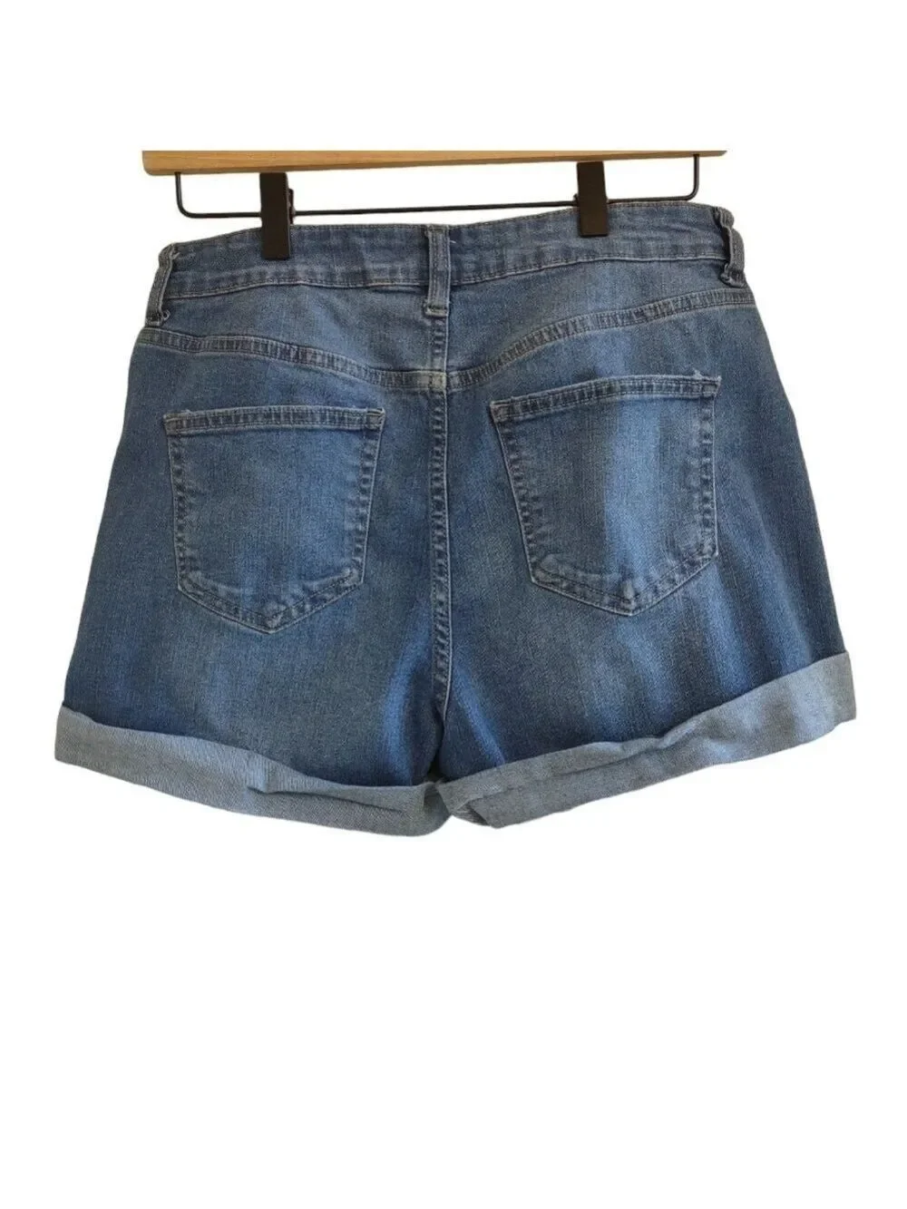 No Boundaries Junior Size 13 Blue Denim Cuffed Shorts